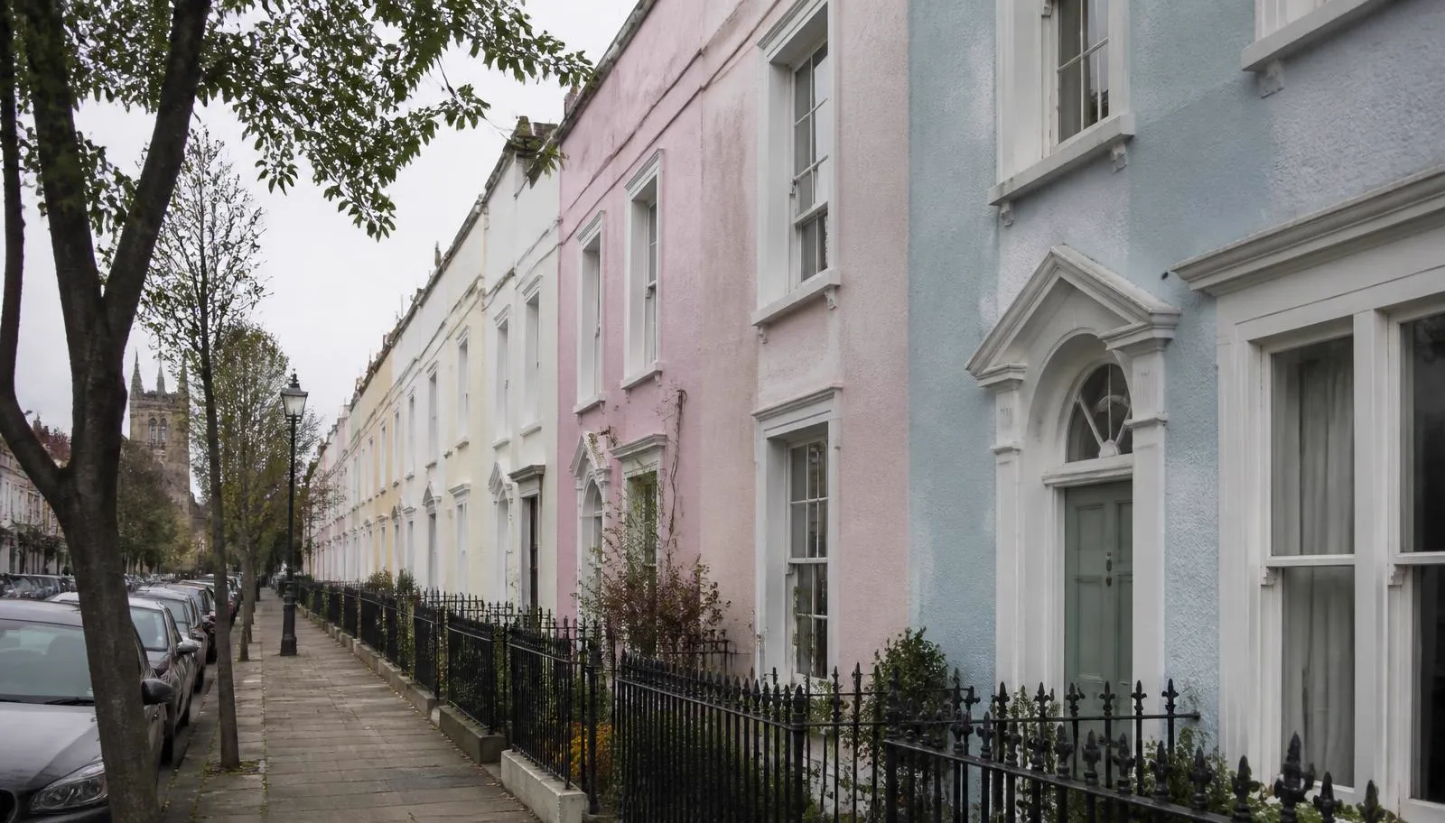 Terraced houses on an Exeter street covered by the OutWash window cleaning round